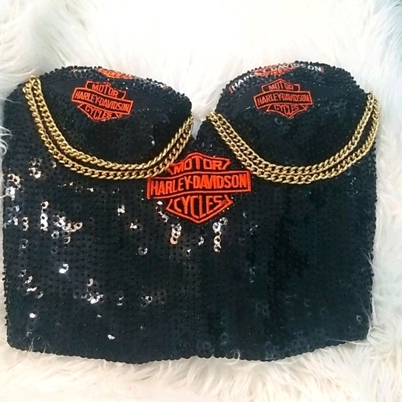 Black sequin chain corset - Picture 2 of 10